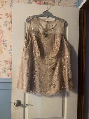torrid Blush Gold Sequin Overlay Evening Top